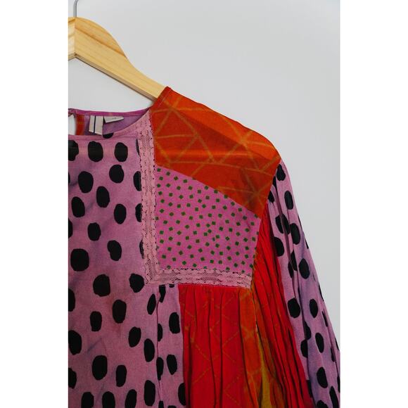 Blank London 100% Silk Patchwork Long Sleeve Blouse Size X-Small - Picture 4 of 11